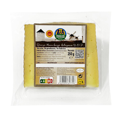 Alcampo ALCAMPO CULTIVAMOS LO BUENO Queso Manchego DOP artesanal de oveja Cuña de 250 g