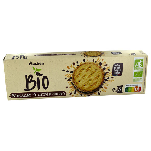 Alcampo ALCAMPO ECOLÓGICO Galletas rellenas de cacao ecológico 4 x 46 25 g