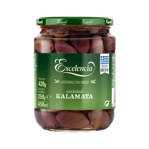 Alcampo EXCELENCIA Aceituna kalamata frasco 250 g