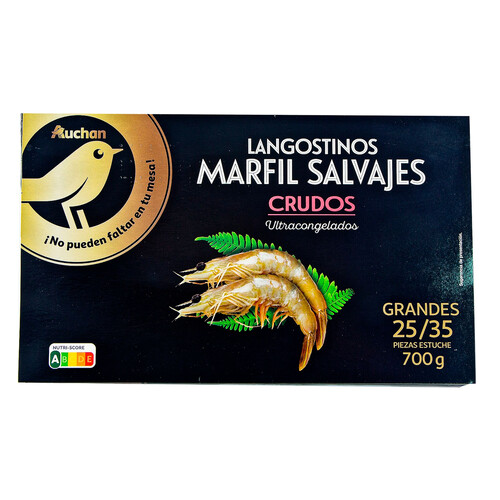 Alcampo ALCAMPO GOURMET Langostinos crudos 25 / 35 salvajes y ultracongelados ALCAMPO GOURMET 700 g