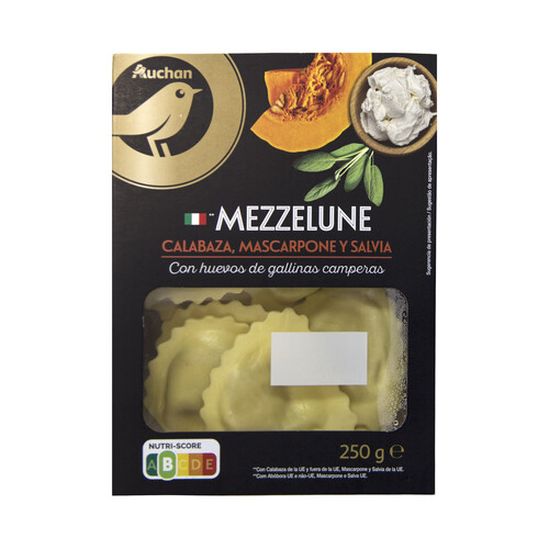 Alcampo ALCAMPO GOURMET Mezzelune de pasta fresca la huevo rellenos de calabaza mascarpone y salvia ALCAMPO GOURMET 250 g