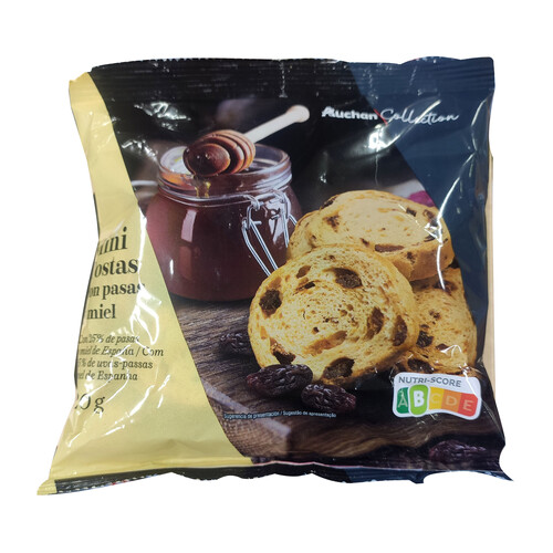 Alcampo ALCAMPO GOURMET Mini tostas con pasas y miel 120 g