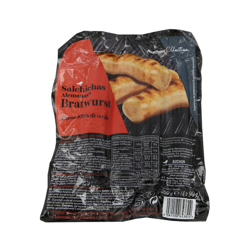 Alcampo ALCAMPO GOURMET Salchichas alemanas cocidas de cerdo tipo Bratwurst ALCAMPO GOURMET 4 x 90 g