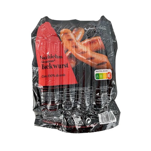 Alcampo ALCAMPO GOURMET Salchichas alemanas de cerdo cocidas y ahumadas tipo Bockwurst ALCAMPO GOURMET 4 x 90 g