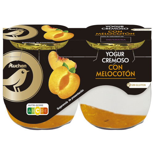 Alcampo ALCAMPO GOURMET Yogur cremoso natural azucarado con melocotón y sin gluten 2 x 125 g