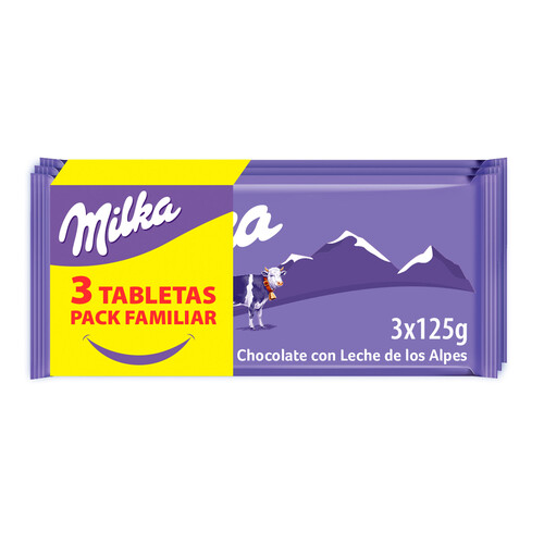 Alcampo MILKA Chocolate con leche 3 uds. 375 g