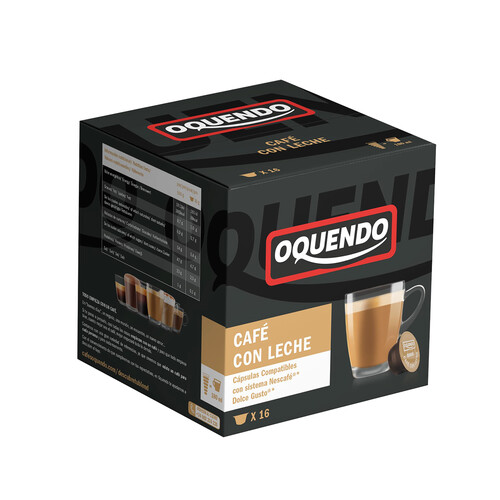 Alcampo OQUENDO Café en cápsulas con leche 16 uds