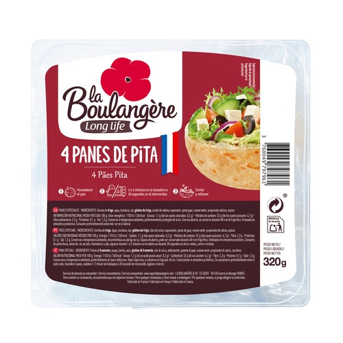 Alcampo PAN ORIENT Panes pita Pack 4 uds. 320 g