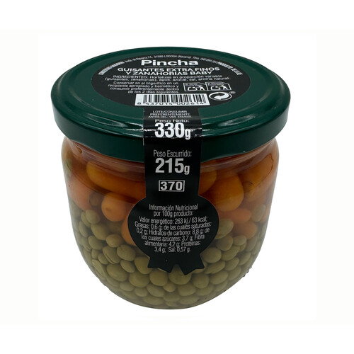 Alcampo PINCHA Guisante con zanahoria baby 215 g