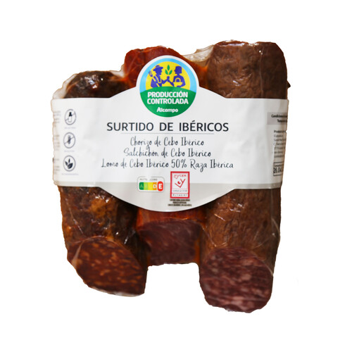 Alcampo ALCAMPO PRODUCCIÓN CONTROLADA Lote de embutidos ibéricos lomo cebo (300g.) chorizo cebo (300g.) y salchichón cebo (300g.)