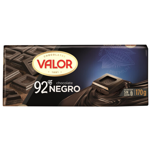 Alcampo VALOR Chocolate negro 92% sin gluten 170 g