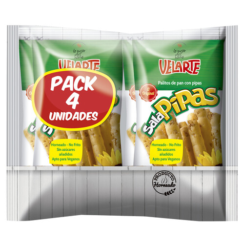 Alcampo VELARTE Snacks de pan con pipas 4 uds. 40 g