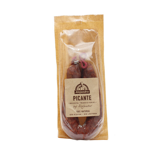 Alcampo ALEJANDRO Sarta de chorizo picante elaborado sin gluten y con ingredientes 100% naturales ALEJANDRO 200 g