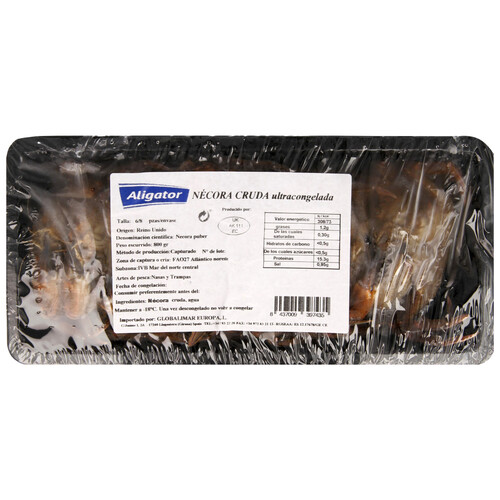 Alcampo ALIGATOR Nécoras 6/8 crudas y ultracongeladas ALIGATOR 800 g (P.E)