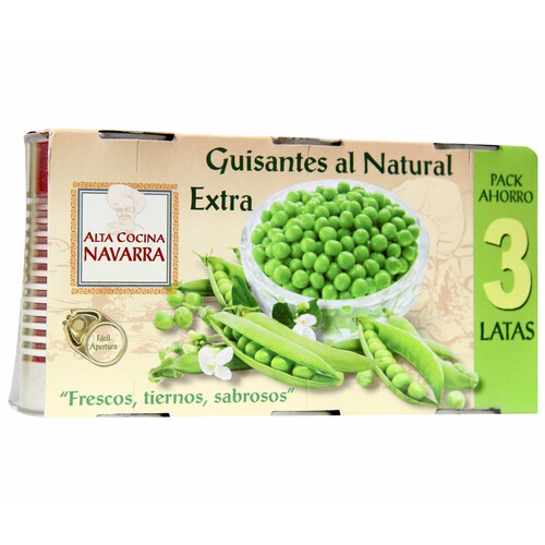 Alcampo ALTA COCINA Guisantes al natural de calidad extra 3 uds x 95 g
