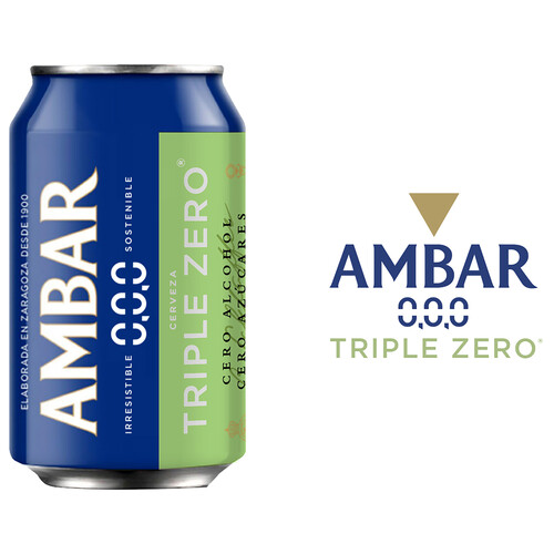 Alcampo AMBAR Cervezas sin alcohol triple zero (0 0% Vol.) lata de 33 cl