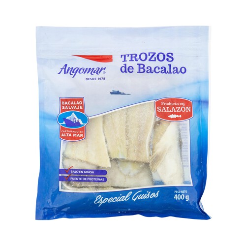 Alcampo ANGOMAR Bacalao salado salvaje trozos 400 gr