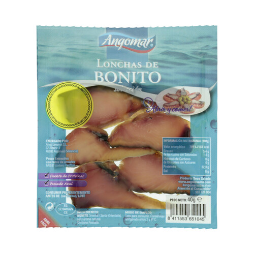 Alcampo ANGOMAR Lonchas de bonito ANGOMAR 40 gramos