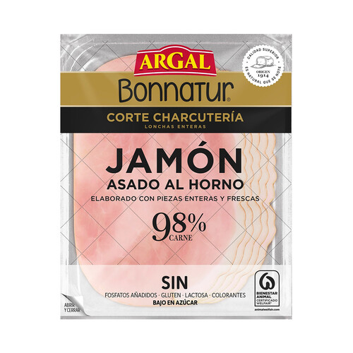 Alcampo ARGAL Bonnatur Jamón asado al horno cortado en lonchas enteras 125 g