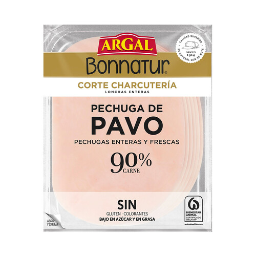 Alcampo ARGAL Bonnatur Pechuga de pavo cortada en lonchas 115 g