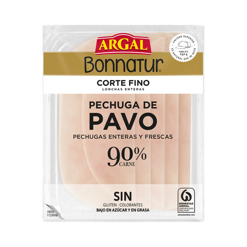 Alcampo ARGAL Bonnatur Pechuga de pavo cortada en lonchas finas 115 G