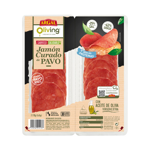 Alcampo ARGAL Jamón curado de pavo cortado en lonchas ARGAL Oliving 2 x 35 g