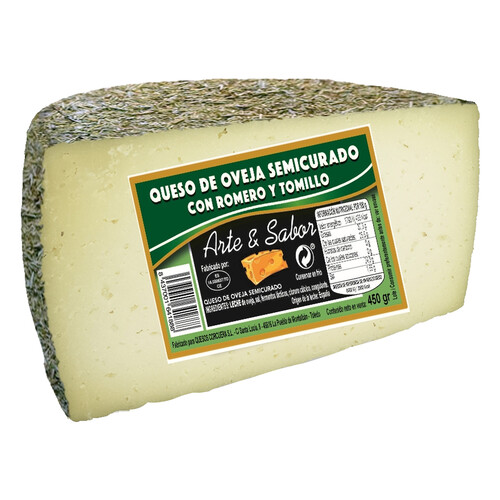 Alcampo ARTE&SABOR Queso de oveja semicurado con romero y tomillo ARTE & SABOR 450 g