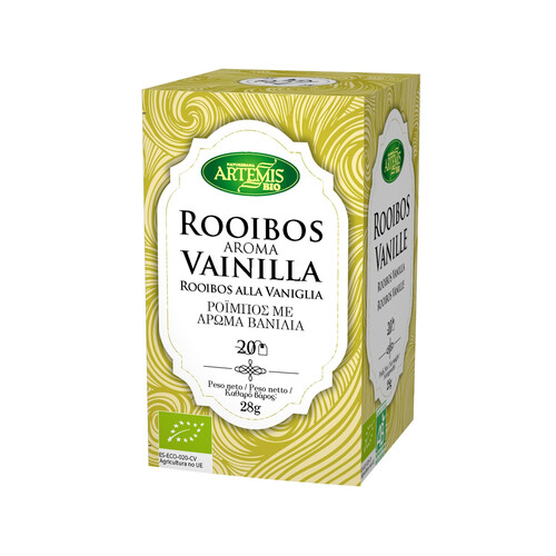 Alcampo ARTEMIS BIO Rooibos aroma vainilla ecológicos ARTEMIS 20 sobres 28 g