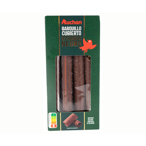 Alcampo AUCHAN Barquillos cubiertos con chocolate negro 140 g Producto Alcampo