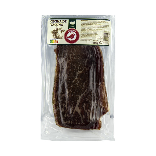 Alcampo AUCHAN Cecina de vacuno de León cortada en lonchas 100 g. Producto Alcampo