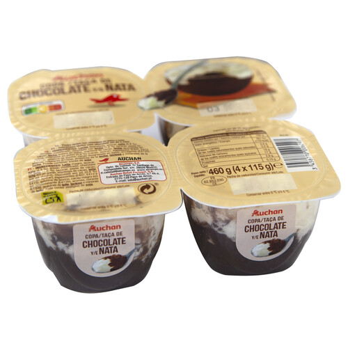 Alcampo AUCHAN Copa de chocolate y nata 4 x 115 g. Producto Alcampo