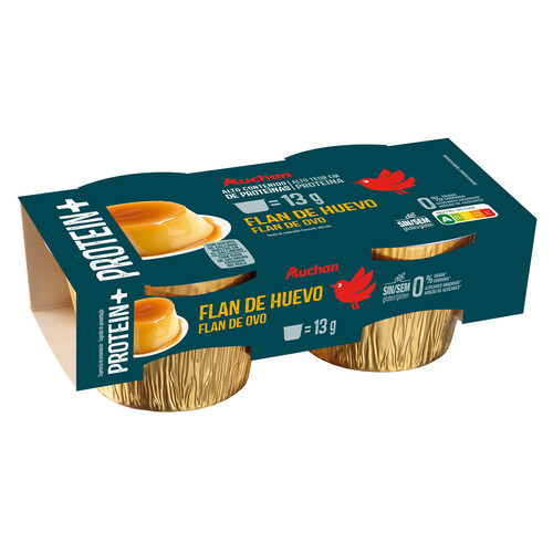 Alcampo AUCHAN Flan de huevo proteico con 0% materia grasa y sin azúcares añadidos 2x160 g Producto Alcampo