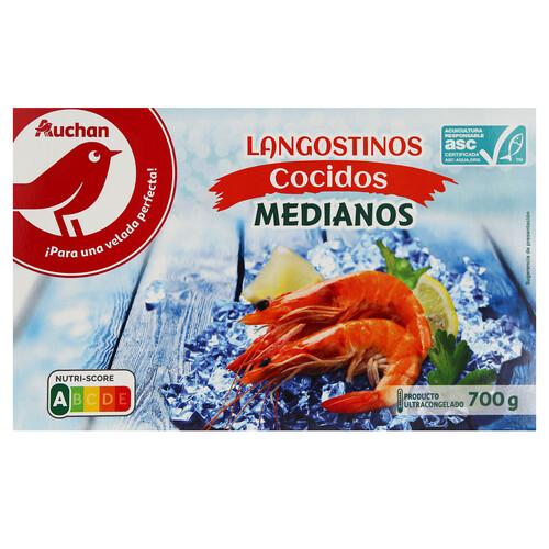 Alcampo AUCHAN Langostinos blancos medianos 35/45 cocidos y ultracongelados 700 g (P.N). Producto Alcampo