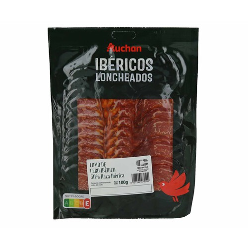 Alcampo AUCHAN Lomo de cebo ibérico (50% raza ibérica) cortado en lonchas 100 g. Producto Alcampo