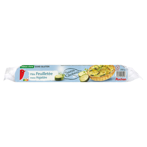 Alcampo AUCHAN Masa de hojaldre circular elaborada sin gluten 280 g Producto Alcampo