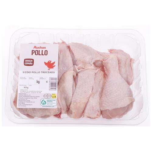 Alcampo AUCHAN Medio pollo troceado bandeja. Producto Alcampo