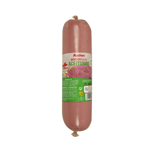 Alcampo AUCHAN Mortadela con aceitunas elaborada sin gluten y sin lactosa 800 g. Producto Alcampo