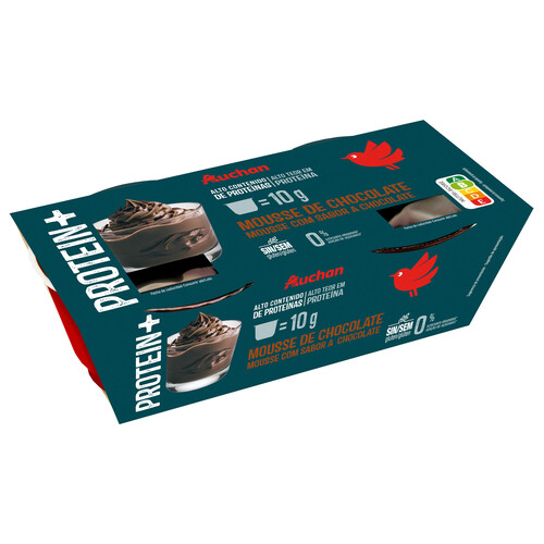 Alcampo AUCHAN Mousse proteica de chocolate sin azúcares añadidos 2x100 g Producto Alcampo