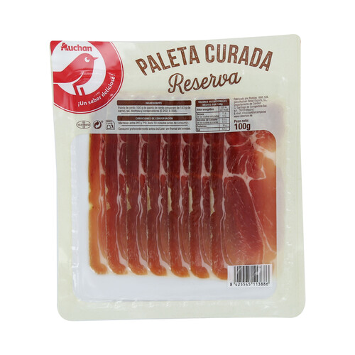 Alcampo AUCHAN Paleta curada de reserva cortada en finas lonchas 100 g. Producto Alcampo