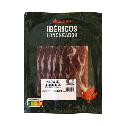 Alcampo AUCHAN Paleta de cebo ibérica (50% raza ibérica) cortada en lonchas 100 g. Producto Alcampo