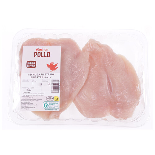 Alcampo AUCHAN Pechuga de pollo filete abierta. Producto Alcampo