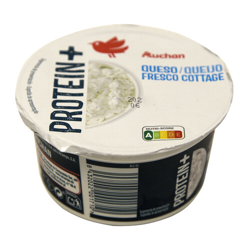 Alcampo AUCHAN Protein + Queso fresco granulado (cottage) con alto contenido en proteina 200 g. Producto Alcampo