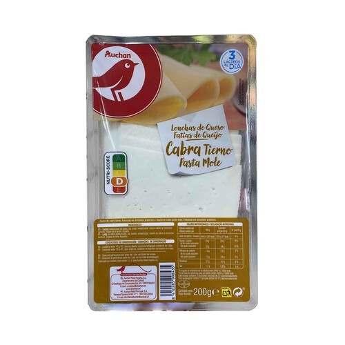 Alcampo AUCHAN Queso de cabra tierno en lonchas 200 g. Producto Alcampo