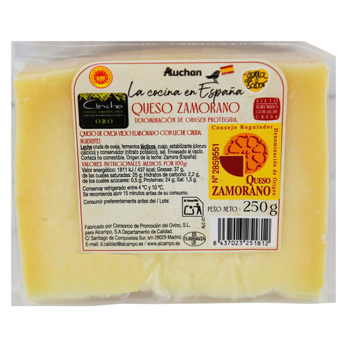 Alcampo AUCHAN Queso de oveja viejo zamorano con denominación d eorigen protegida 250 g Producto Alcampo