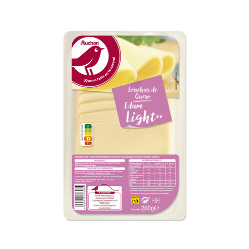 Alcampo AUCHAN Queso Edam light en lonchas 200 g. Producto Alcampo