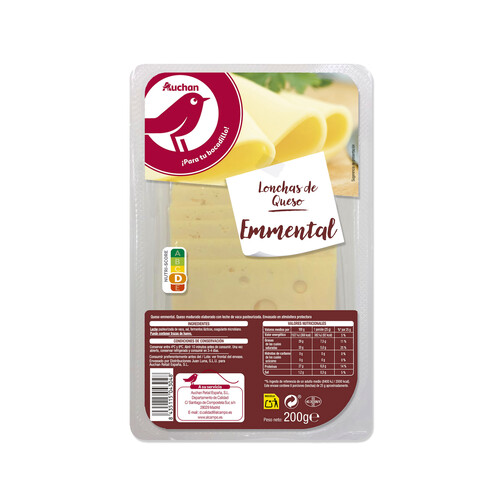 Alcampo AUCHAN Queso Emmental en lonchas 200 g. Producto Alcampo