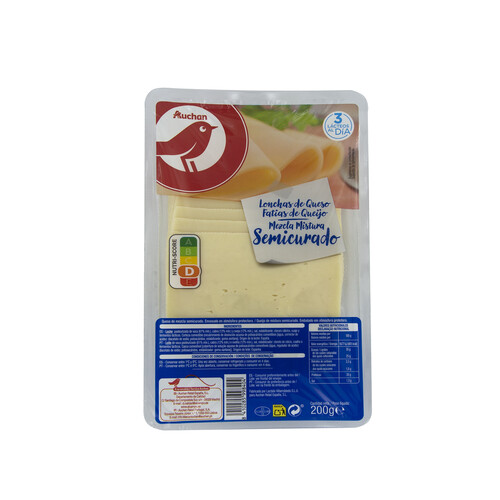 Alcampo AUCHAN Queso en lonchas semi curado mezcla 200 g. Producto Alcampo