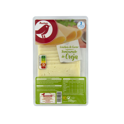 Alcampo AUCHAN Queso en lonchas semicurado de oveja 200 g. Producto Alcampo