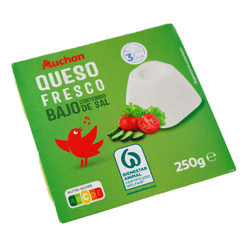 Alcampo AUCHAN Queso fresco bajo contenido de sal 4 uds. 62 5 g. Producto Alcampo