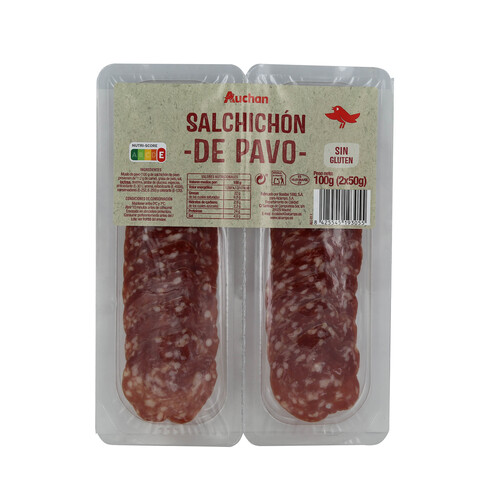 Alcampo AUCHAN Salchichón de pavo cortado en lonchas 100 g. Producto Alcampo